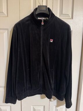 Fila Velour Track Jacket in Black - Men’s Sz XL